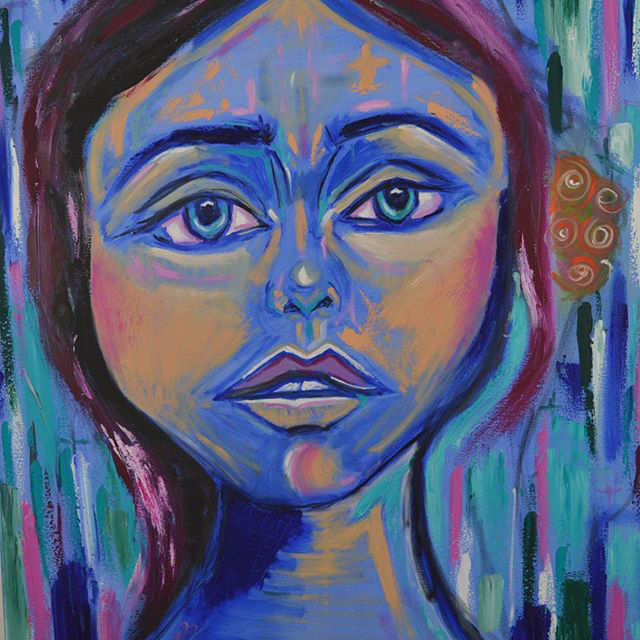 blue girl oil painting