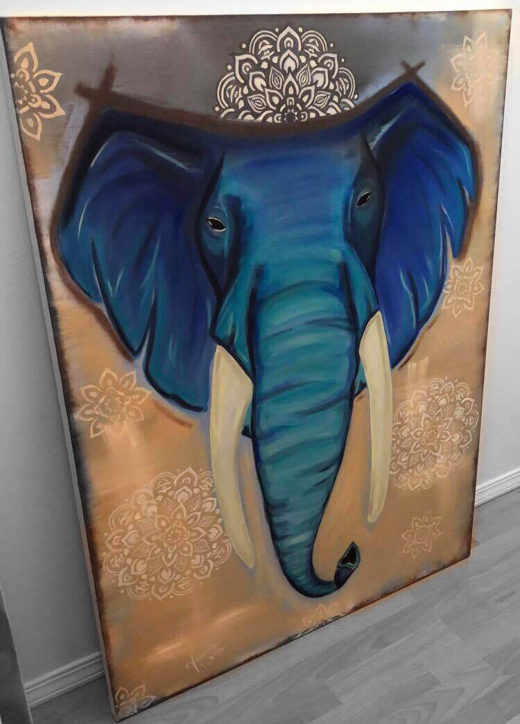 elephant oil painting