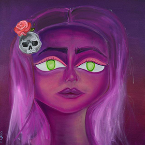 purple girl oil painting